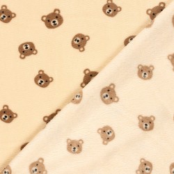 Stof Dubbelzijdige teddybeer fleece beige achtergrond | Wolf Stoffen