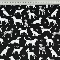 Katoenen stof honden en hond benen zwarte achtergrond | Wolf Stoffen