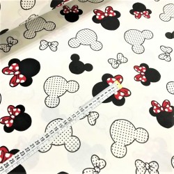 Katoenen stof Minnie en Mickey Mouse | Wolf Stoffen