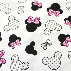 Minnie Mouse Katoenen Stof Fuchsia Strik Grote Hoofd | Wolf Stoffen