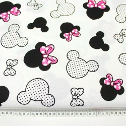 Minnie Mouse Katoenen Stof Fuchsia Strik Grote Hoofd | Wolf Stoffen
