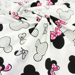 Minnie Mouse Katoenen Stof Fuchsia Strik Grote Hoofd | Wolf Stoffen