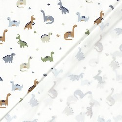Jersey Stof Dinosaurussen Off-White Achtergrond | Wolf Stoffen
