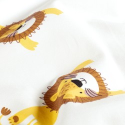 Jersey Stof Kleine Leeuwen Off-White Achtergrond | Wolf Stoffen