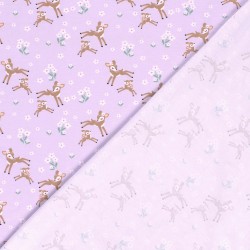 Jersey Stof Kleine Herten in de Bloemen | Wolf Stoffen