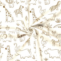 Jersey Stof Savanne Dieren | Wolf Stoffen