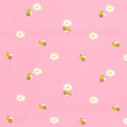 Jersey Stof Kleine Bijen en Margrieten