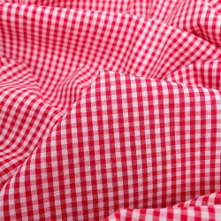 Rood-wit Geruite Stof met kleine ruitjes 3 mm | Wolf Stoffen