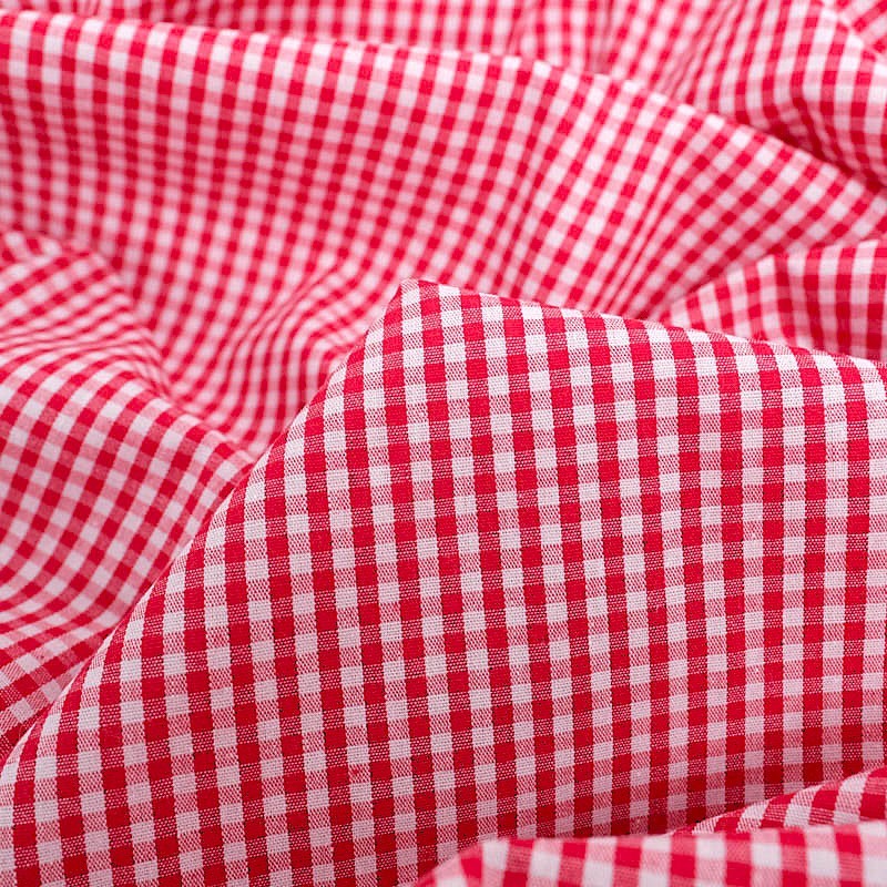 Rood-wit Geruite Stof met kleine ruitjes 3 mm | Wolf Stoffen