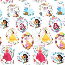 Stof Disney prinsessen witte achtergrond | Wolf Stoffen