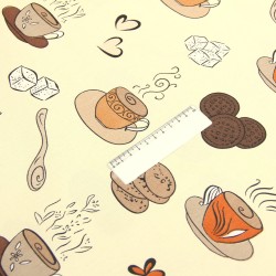 Semi Panama Decoratiestof Koffie en Koekjes Crème Achtergrond | Wolf Stoffen