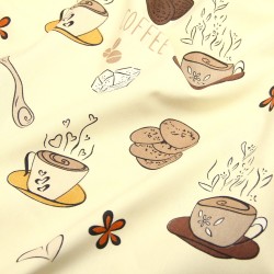 Semi Panama Decoratiestof Koffie en Koekjes Crème Achtergrond | Wolf Stoffen