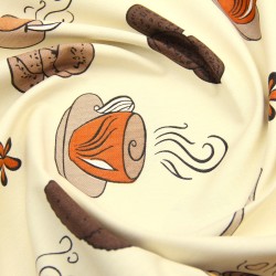 Semi Panama Decoratiestof Koffie en Koekjes Crème Achtergrond | Wolf Stoffen