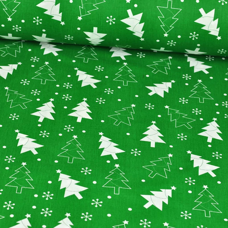 Katoen Fabix Kerstboom Faben groene achtergrond | Wolf Stoffen
