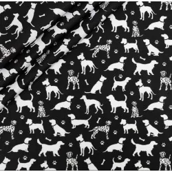 Katoenen stof honden en hond benen zwarte achtergrond | Wolf Stoffen