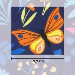 Katoenen stof vlinders en blauwe bloemen | Wolf Stoffen