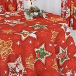 Feest tafelkleed kerstboom en rode | Wolf Stoffen