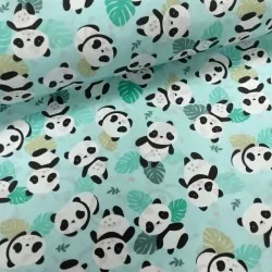 Panda Fabric Green Menthe Achtergrond | Wolf Stoffen
