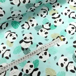 Panda Fabric Green Menthe Achtergrond | Wolf Stoffen
