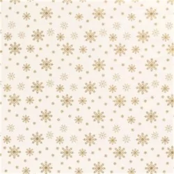Stof Katoen Sneeuwvlokken Gouden Achtergrond Wit | Wolf Stoffen