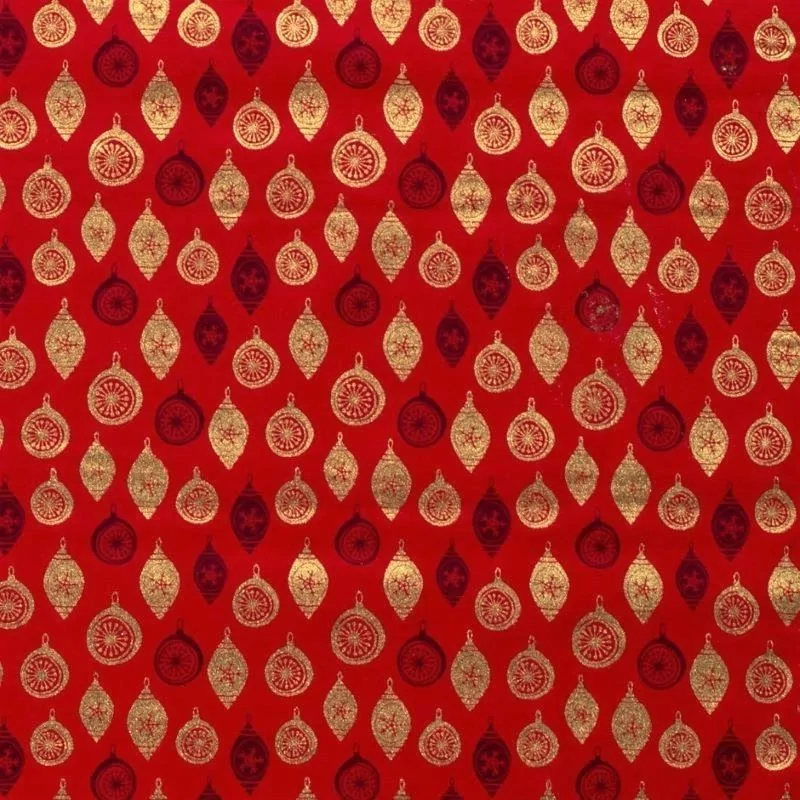 Feest organiseren verkiezen Rode katoenen popeline stof met gouden kerstballen