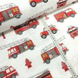 Stof Firefighters Vrachtwagen Witte Achtergrond | Wolf Stoffen