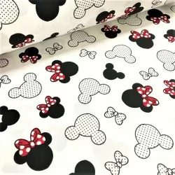Katoenen stof Minnie en Mickey Mouse | Wolf Stoffen