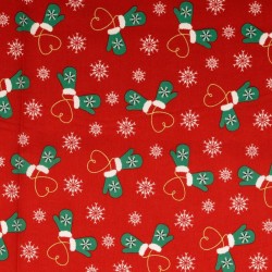 Stof Katoen Kersthandschoenen Rode Achtergrond | Wolf Stoffen