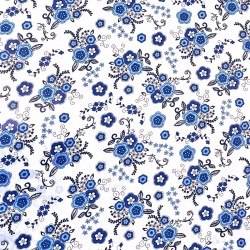Katoenen stof Blauwe bloem | Wolf Stoffen