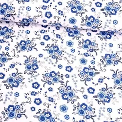 Katoenen stof Blauwe bloem | Wolf Stoffen