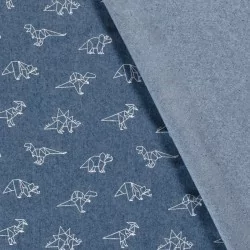 Jean stof stretch Lichtblauwe origami dinosaurus | Wolf Stoffen