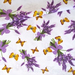 Katoenen stof Lavendel boeket en vlinder | Wolf Stoffen
