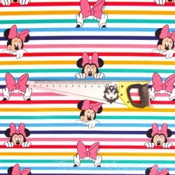 Katoenen Stof Minnie Mouse Regenboogstrepen Disney | Wolf Stoffen