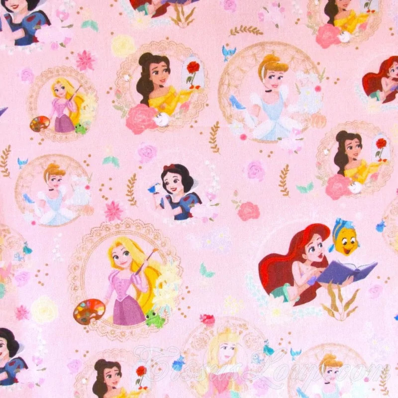 Stoffen Disney Princess Stoffen Roze Achtergrond | Wolf Stoffen