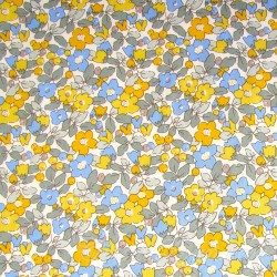 Katoenen stof Kleine Gele en Blauwe bloemen | Wolf Stoffen