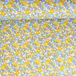 Katoenen stof Kleine Gele en Blauwe bloemen | Wolf Stoffen