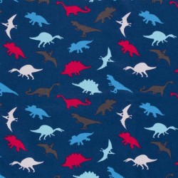 Jersey Stof katoen Dinosaurussen Marineblauwe Achtergrond | Wolf Stoffen
