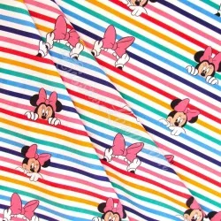 Katoenen Stof Minnie Mouse Regenboogstrepen Disney | Wolf Stoffen