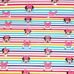 Katoenen Stof Minnie Mouse Regenboogstrepen Disney | Wolf Stoffen