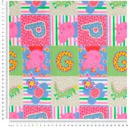 Jersey Stof katoen Peppa Pig Patchwork | Wolf Stoffen