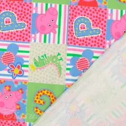 Jersey Stof katoen Peppa Pig Patchwork | Wolf Stoffen