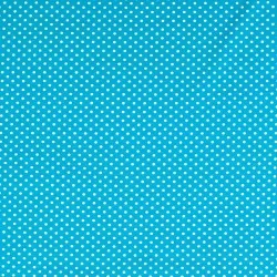 Jersey Stof Witte Stippen 3mm Turquoise Blauwe Achtergrond | Wolf Stoffen