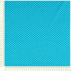 Jersey Stof Witte Stippen 3mm Turquoise Blauwe Achtergrond | Wolf Stoffen