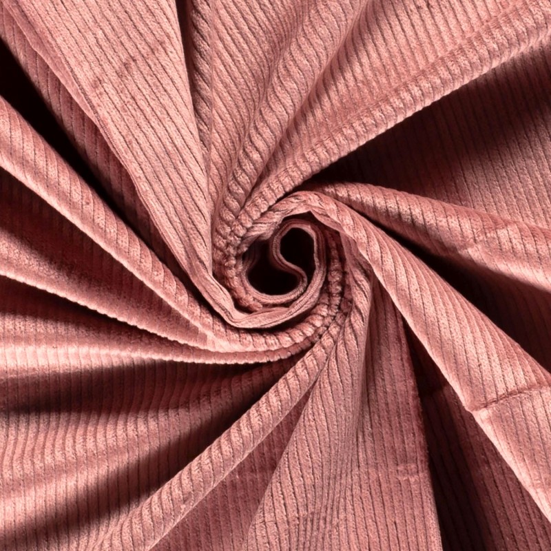 Stretch Fluweel Corduroy Stof Ballerina Roze brede ribbels 4,5 mm | Wolf Stoffen