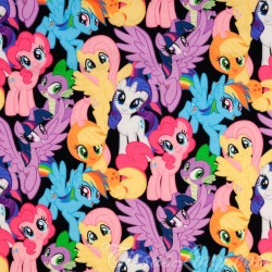 Jersey stof My Little Pony zwarte achtergrond
