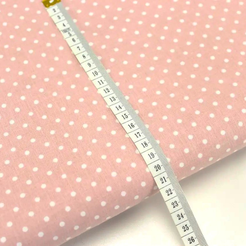 Stof Witte stippen 4mm poeder roze achtergrond — 2