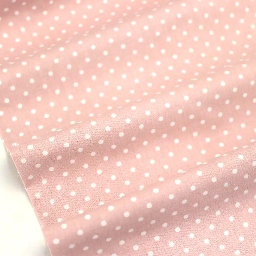 Stof Witte stippen 4mm poeder roze achtergrond — 4