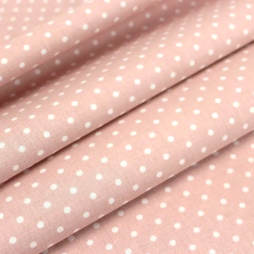 Stof Witte stippen 4mm poeder roze achtergrond — 1