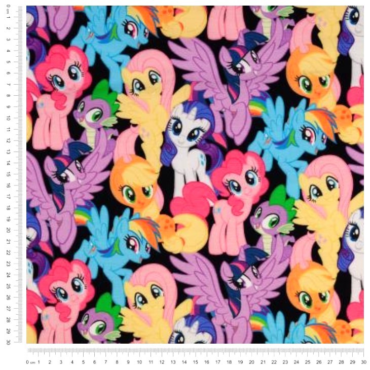 Jersey stof My Little Pony zwarte achtergrond — 2