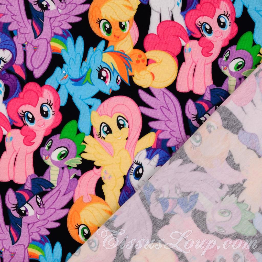 Jersey stof My Little Pony zwarte achtergrond — 4